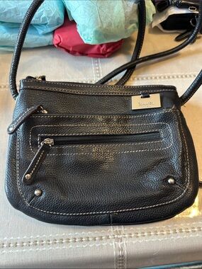 Tignanello Black Leather Crossbody Bag